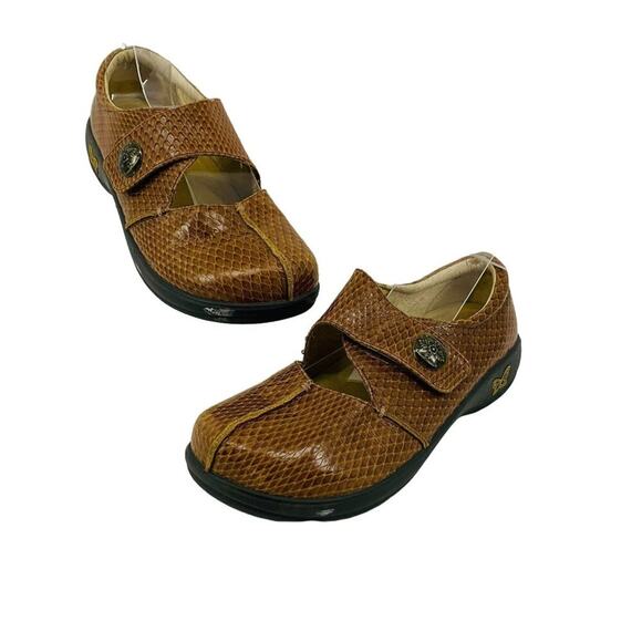 Alegria Kaitlyn Cognac Burnish Snake Professional Shoe Womens 39 - Picture 1 of 12